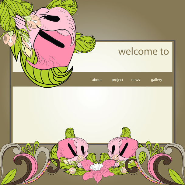 Retro stylized website design template - Vettoriali, immagini