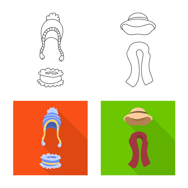 Vector illustration of clothes and texture symbol. Set of clothes and weather stock vector illustration. - Vektor, obrázek