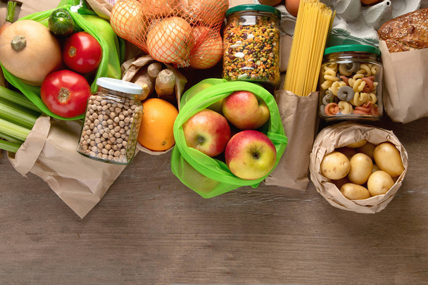 gesundes Essen und Null-Abfall-Einkaufskonzept - Foto, Bild