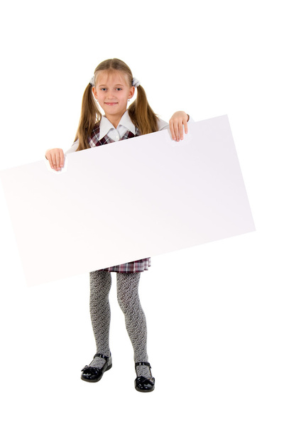 Little Girl With Message Board. - Zdjęcie, obraz