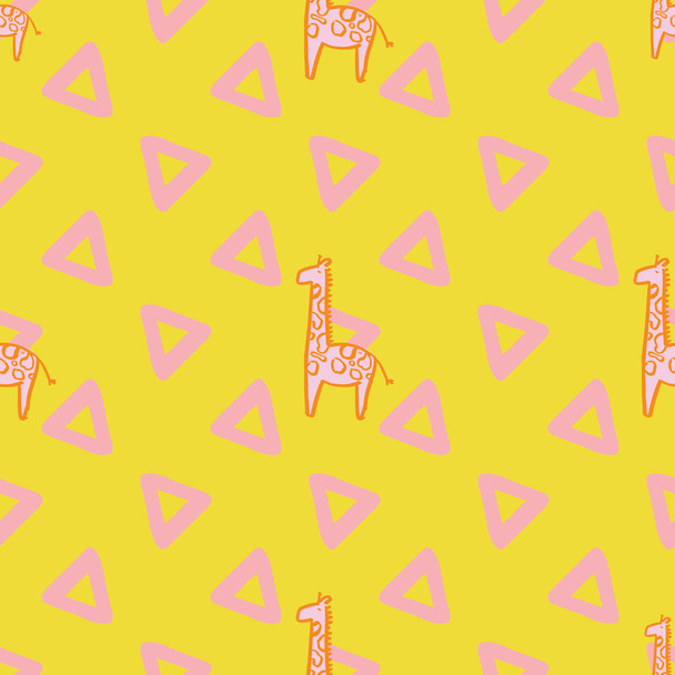 giraffe triangle seamless repeat pattern background.  - Vector, Imagen