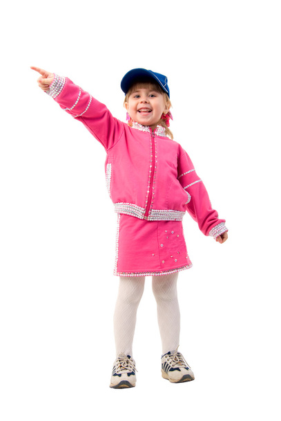 Pink Costume Smiling Little Girl. - Fotoğraf, Görsel