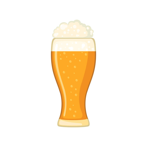 Beer glass in flat style isolated on white background. - Вектор, зображення