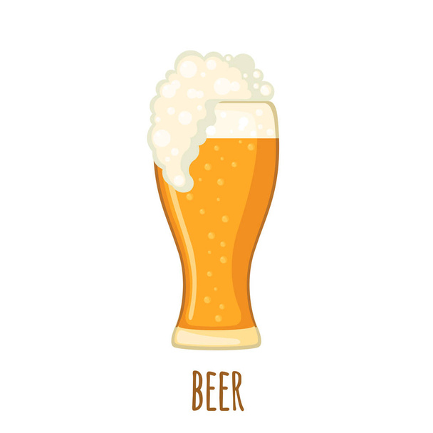Beer glass in flat style isolated on white background. - Vector, afbeelding