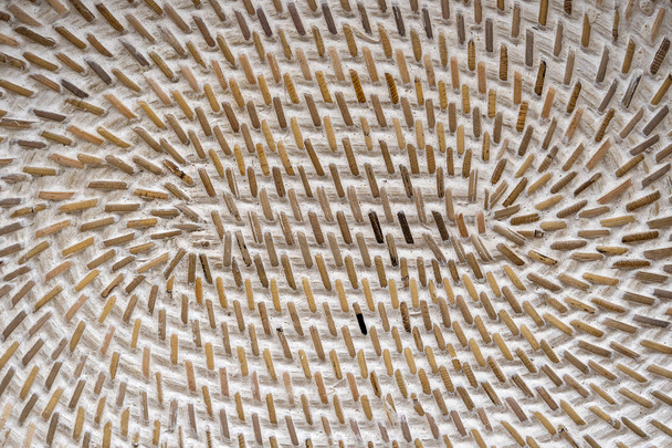 Abstract decorative wooden textured basket weaving. Basket texture background, closeup - Fotoğraf, Görsel