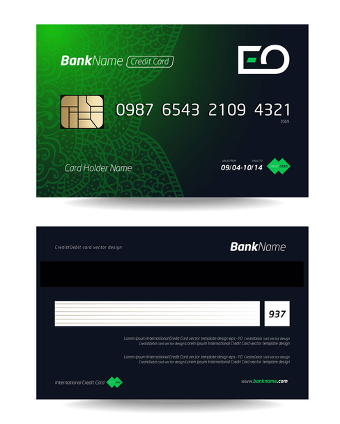 Reális részletes hitelkártya készlet színes absztrakt design háttér - Vektor, kép