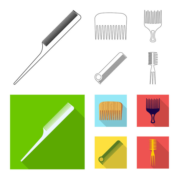 Vector illustration of brush and hair icon. Set of brush and hairbrush vector icon for stock. - Vektor, obrázek