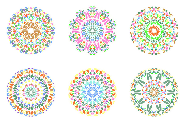 Прикрашений барвистий круглий квітковий набір символів мандали
 - Вектор, зображення