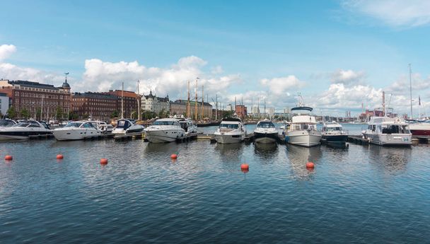 Powerboats moored in the harbor, Helsinki, Finland - Foto, immagini
