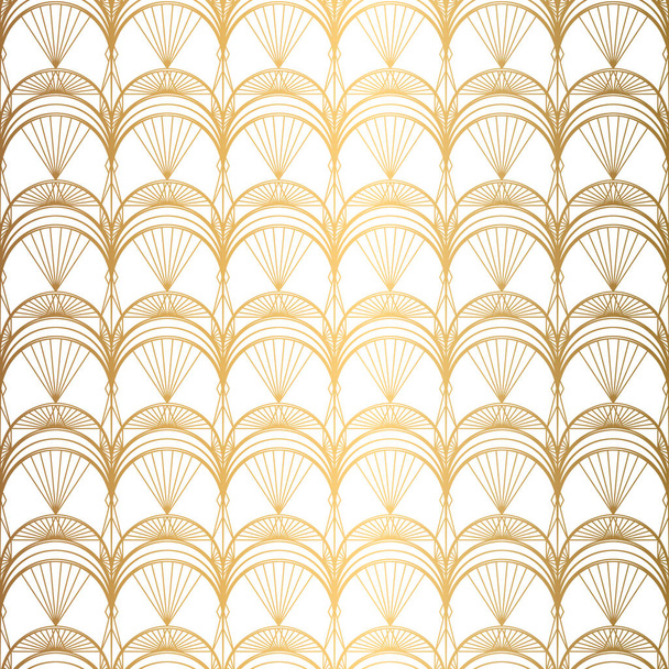 Art Deco Pattern. Seamless white and gold background - Vector, Image