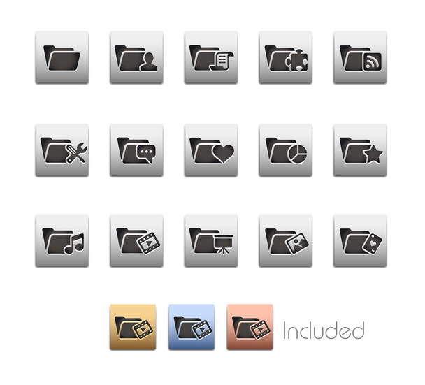 Folder Icons - 2 of 2 -- Metalbox Series - Vektör, Görsel