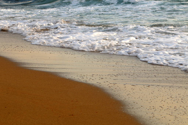 пустынный пляж на берегу Средиземного моря на севере Израиля
  - Фото, изображение