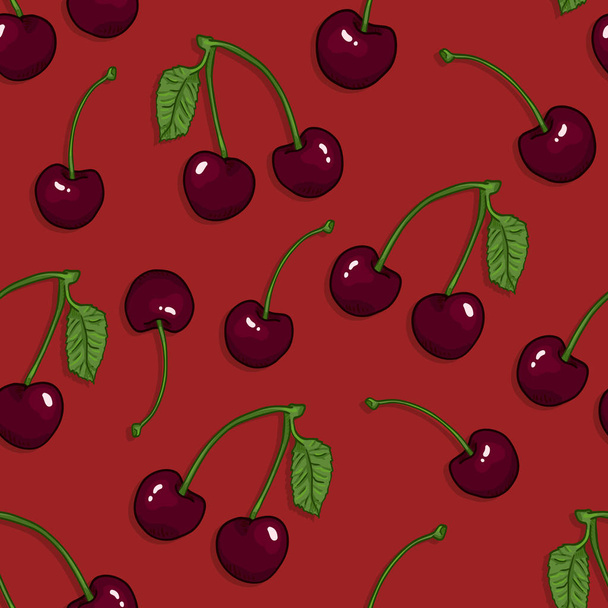 Vector Seamless Pattern of Cherries - Vector, Image