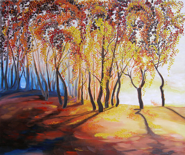 aurinko lasku öljymaalaus impressionismi maisema syksyllä
 - Valokuva, kuva