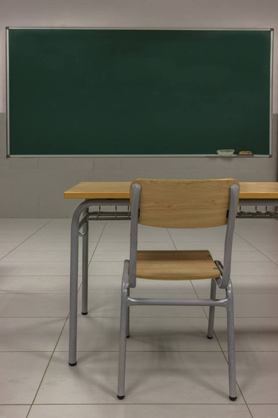 empty class, blackboard, table and chair - Photo, Image