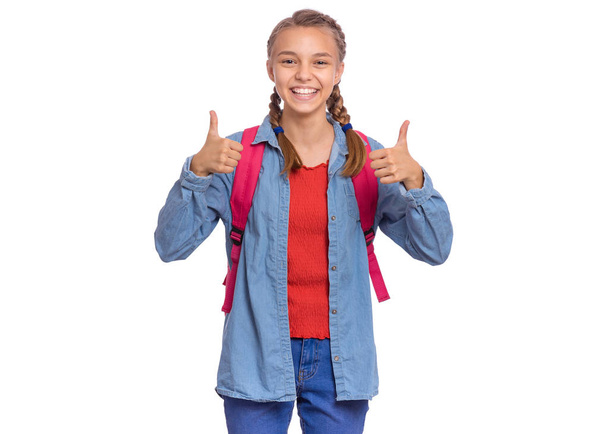 Student teen girl with bag - Фото, изображение