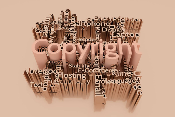 Copyright, ICT, information technology keyword words cloud. For  - Photo, Image