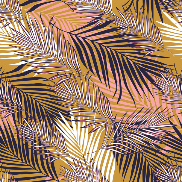 abstrakte exotische Pflanze nahtlose Muster. tropische Palmblätter. - Vektor, Bild