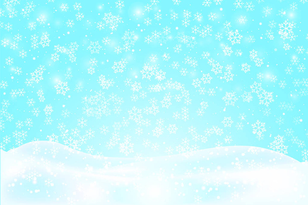 Christmas landscape with falling snowflakes. - Vector, Image