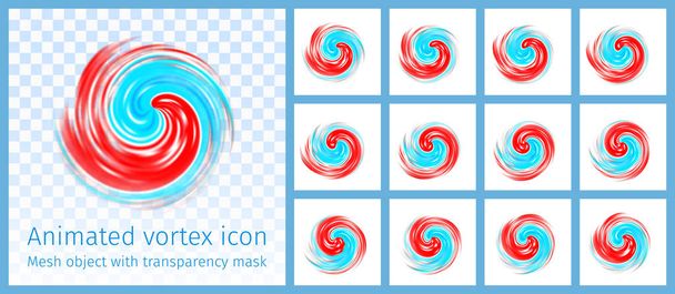 Red and blue vortex animated symbol - Vektori, kuva