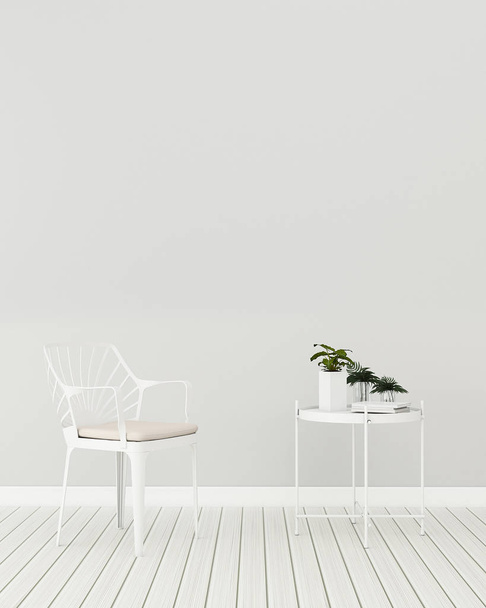 skandináv belseje nappali szék és asztal. -3D renderelés - Fotó, kép
