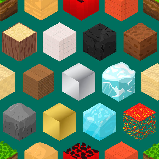Mine Cubes Signs 3d Seamless Pattern Background Isometric View. Vector - Vector, Image