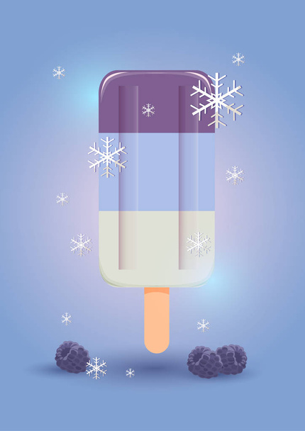 berry ice cream on a stick - Vektor, Bild