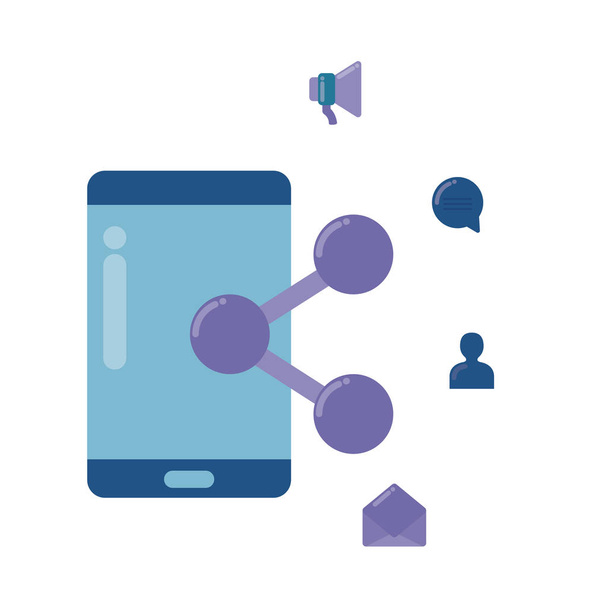 sociální média marketing s smartphone - Vektor, obrázek