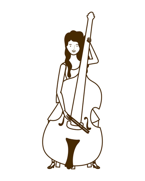 σιλουέτα της γυναίκας με βιολί σε λευκό φόντο - Διάνυσμα, εικόνα