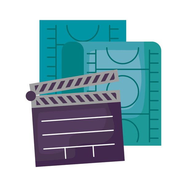 clapboard cinéma avec bande icône isolée
 - Vecteur, image