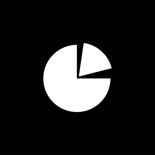 黒い背景の円グラフアイコン。ブラック フラット スタイル ベクトル イラスト - ベクター画像
