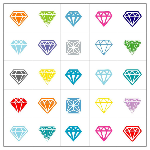 σύνολο του φορέα σχεδίασης λογότυπου συλλογής διαμαντιών - Διάνυσμα, εικόνα