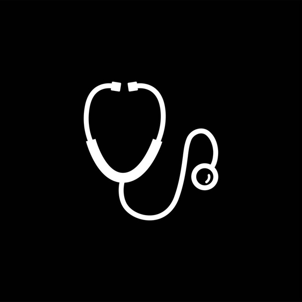 Ikona stetoskop na czarnym tle. Czarny płaski styl wektor ilustracja - Wektor, obraz