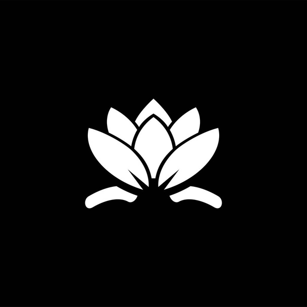 Water Lily Icon On Black Background. Black Flat Style Vector Illustration. - Vector, Image