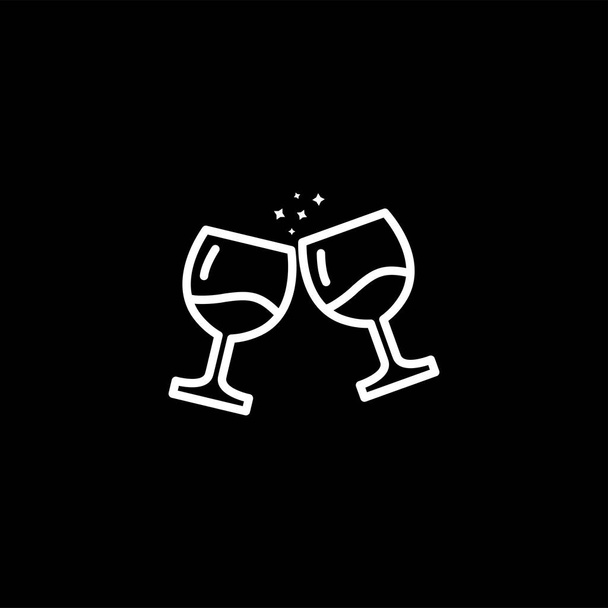 Linea di bicchieri da vino Toast Icona su sfondo nero. Illustrazione vettoriale in stile piatto nero
. - Vettoriali, immagini