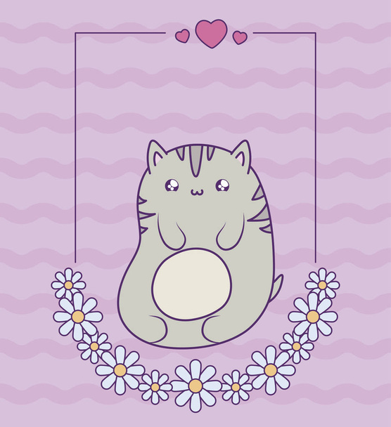 roztomilá kočička v kartách kawaii - Vektor, obrázek
