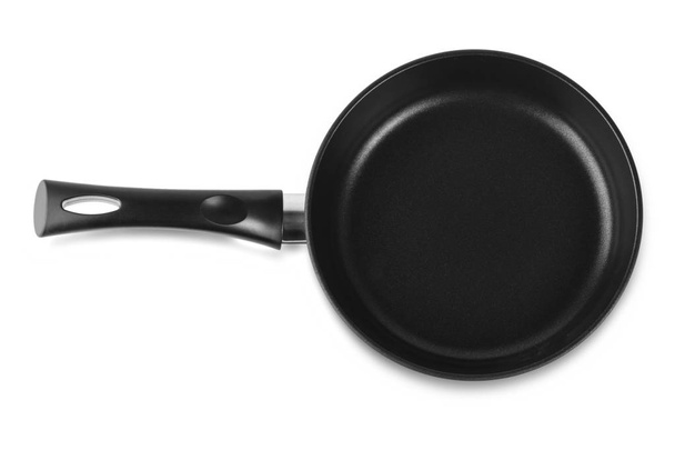 De zwarte bak pan over witte achtergrond - Foto, afbeelding
