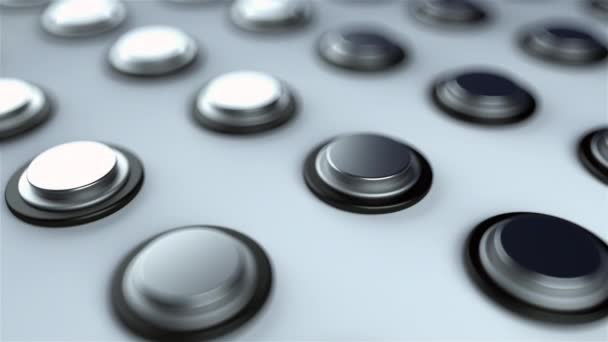 Oppervlak met talrijke herhalende metalen knoppen, isometrische achtergrond, door de computer gegenereerde 3D-rendering-achtergrond - Video