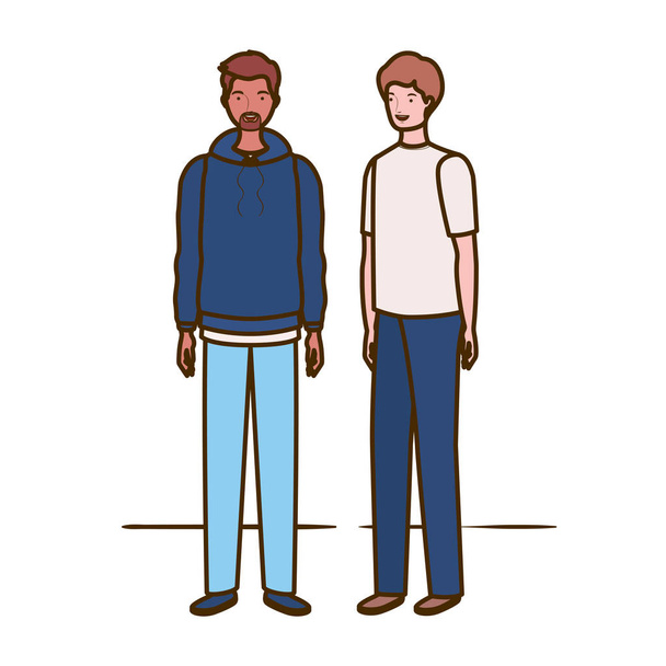 young men standing on white background - Vector, Image