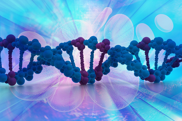 3d DNA strands on abstract background - Photo, Image