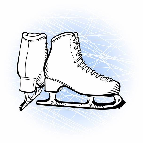 Illustrazione vettoriale di pattinaggio artistico. Stivali sportivi bianchi con lame
. - Vettoriali, immagini