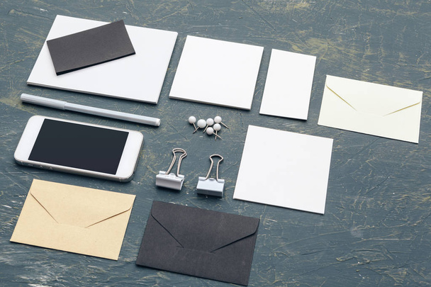 Corporate Stationery, Branding Mock-up, deep shadows, with clipping path - Fotó, kép