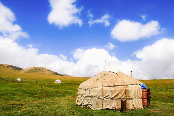 Юрт посеред казахського степу - Фото, зображення