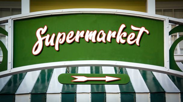 Straßenschild zum Supermarkt - Foto, Bild