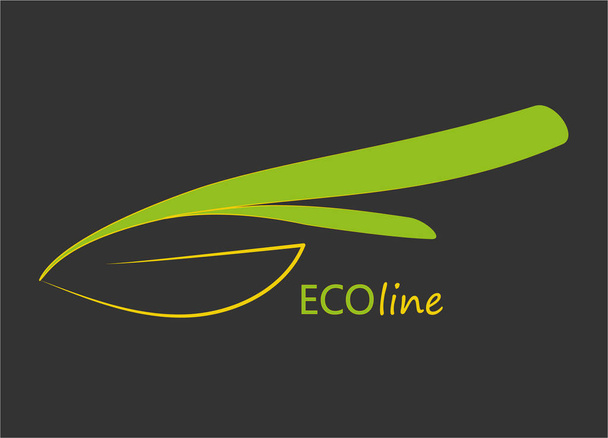 Логотип Flat Eco. Значок векторного зелёного листа на тёмном
 - Вектор,изображение