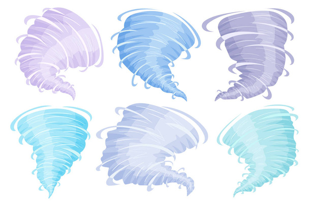 Tornado. Hurricane. Cyclone. Cartoon and flat style. Vector illustration on white background. - Vettoriali, immagini