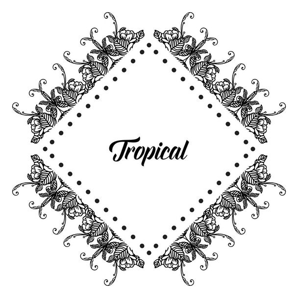 Set vintage flower frame, lettering of tropical, for cards wallpaper. Vector - Vector, Imagen