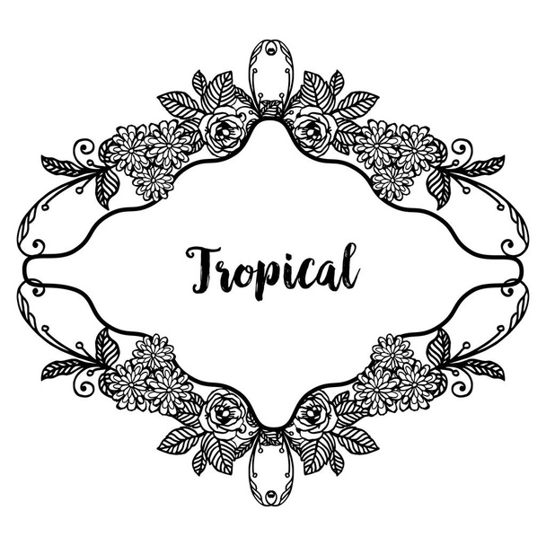 Set vintage flower frame, lettering of tropical, for cards wallpaper. Vector - Vector, Image