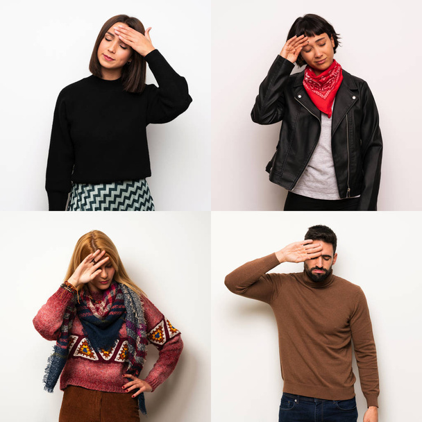 Set of people with tired and sick expression - Fotoğraf, Görsel