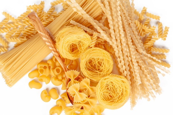 Delicious mixed pasta on white background - Photo, Image